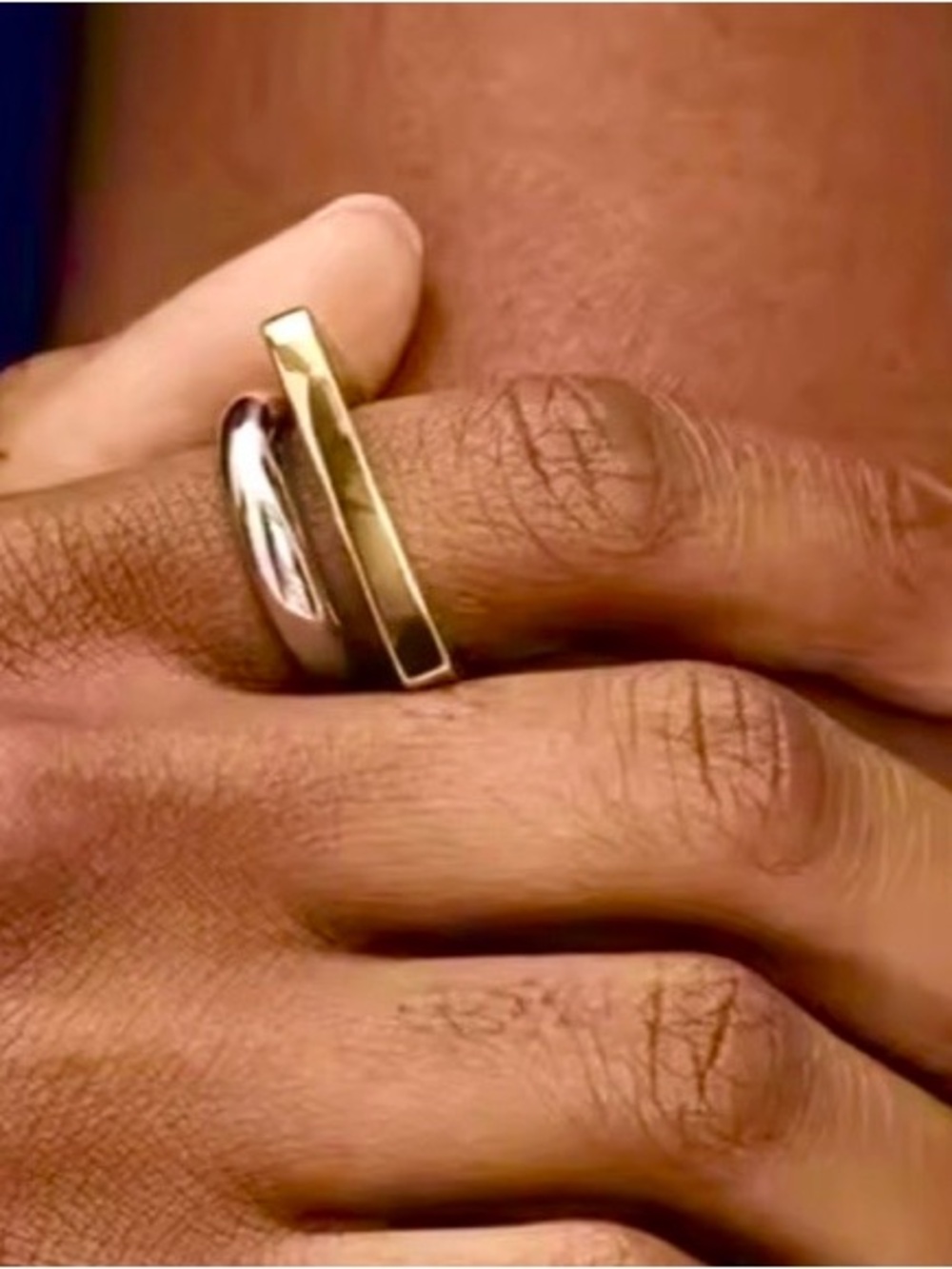 NEW Modern Double Tina Ring Mixed Metals 2 Two-Tone Gold Silver JL18 - Picture 5 of 5